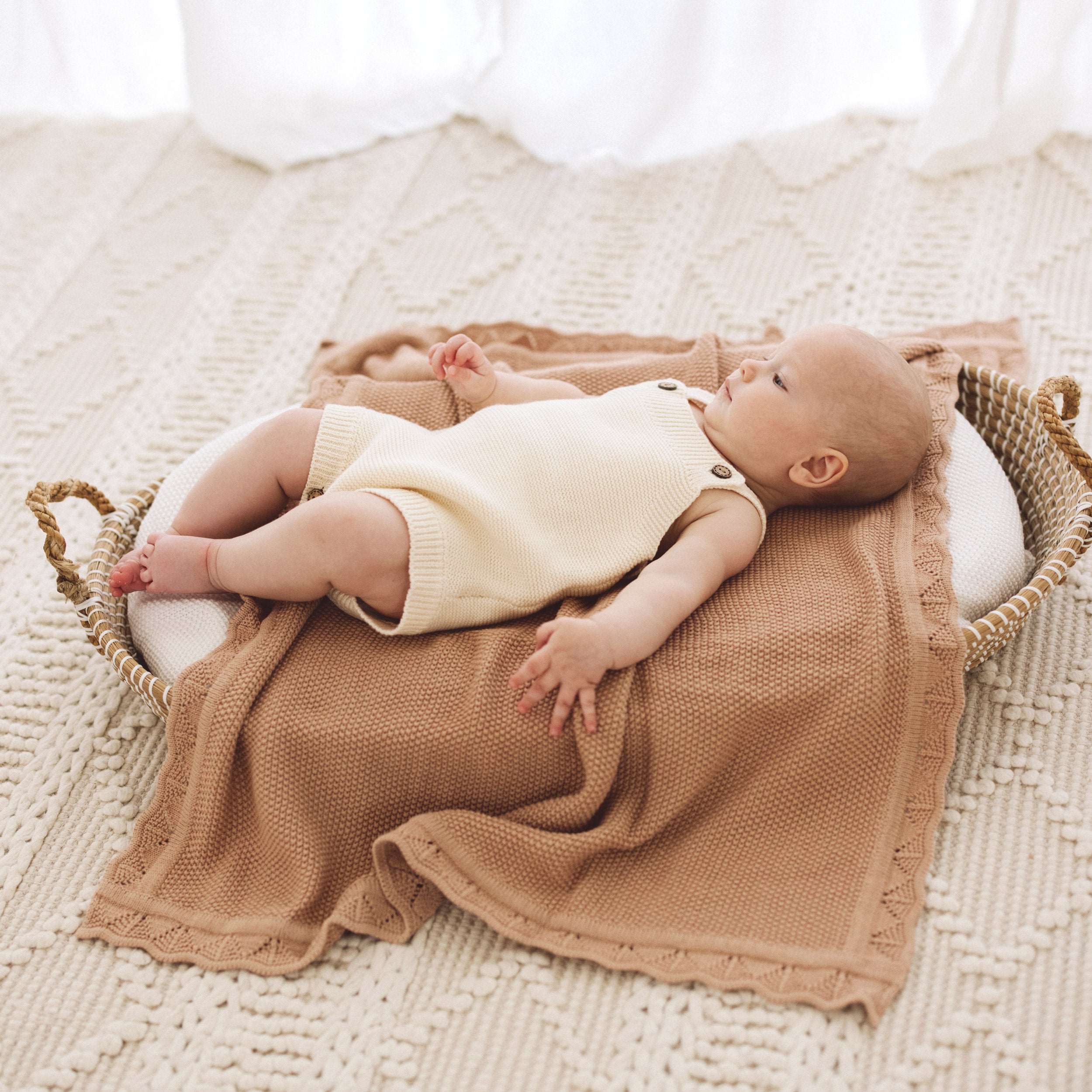 Classic Knit Baby Blanket Milk