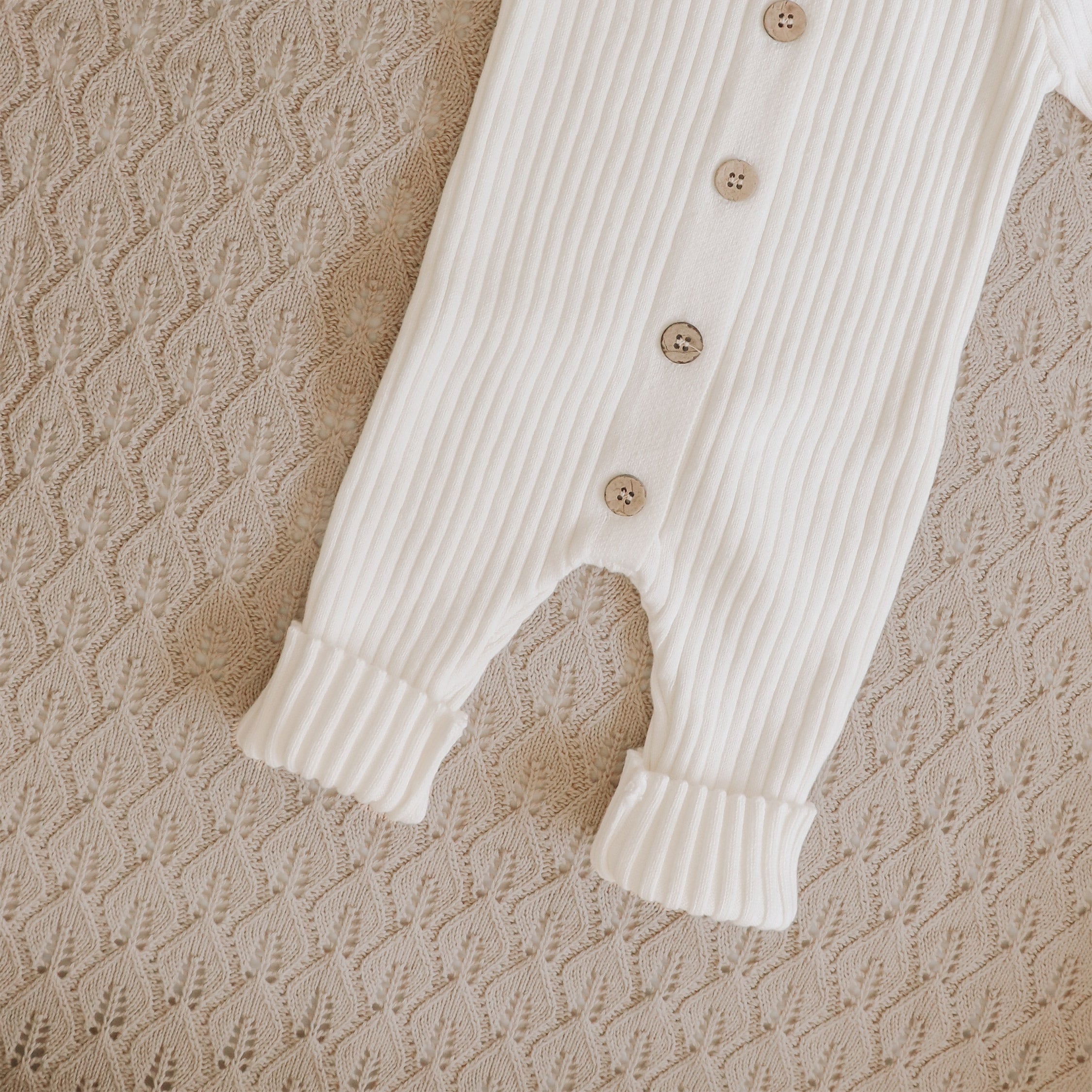 Rib Knit Romper Milk