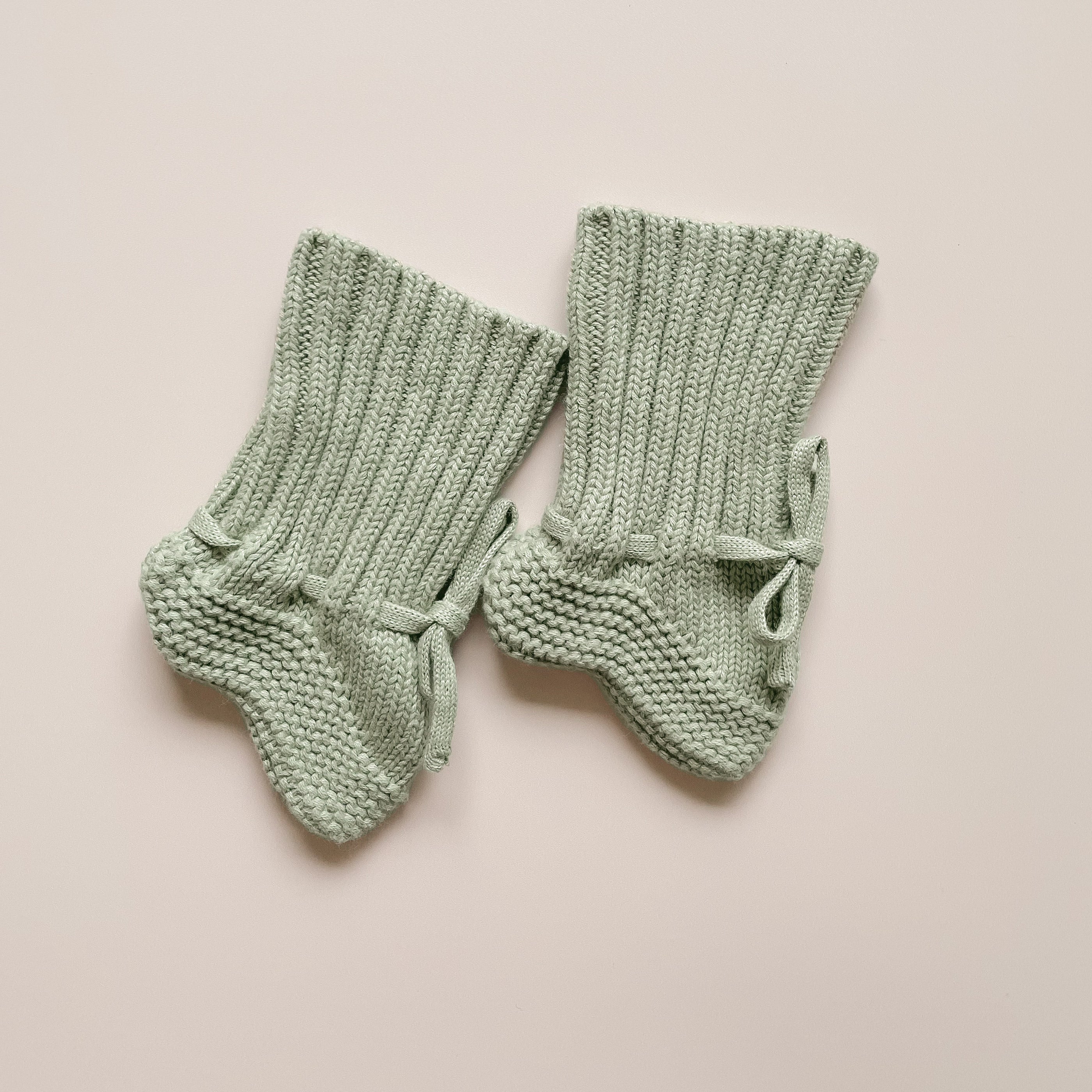 Knit Baby Booties Sage