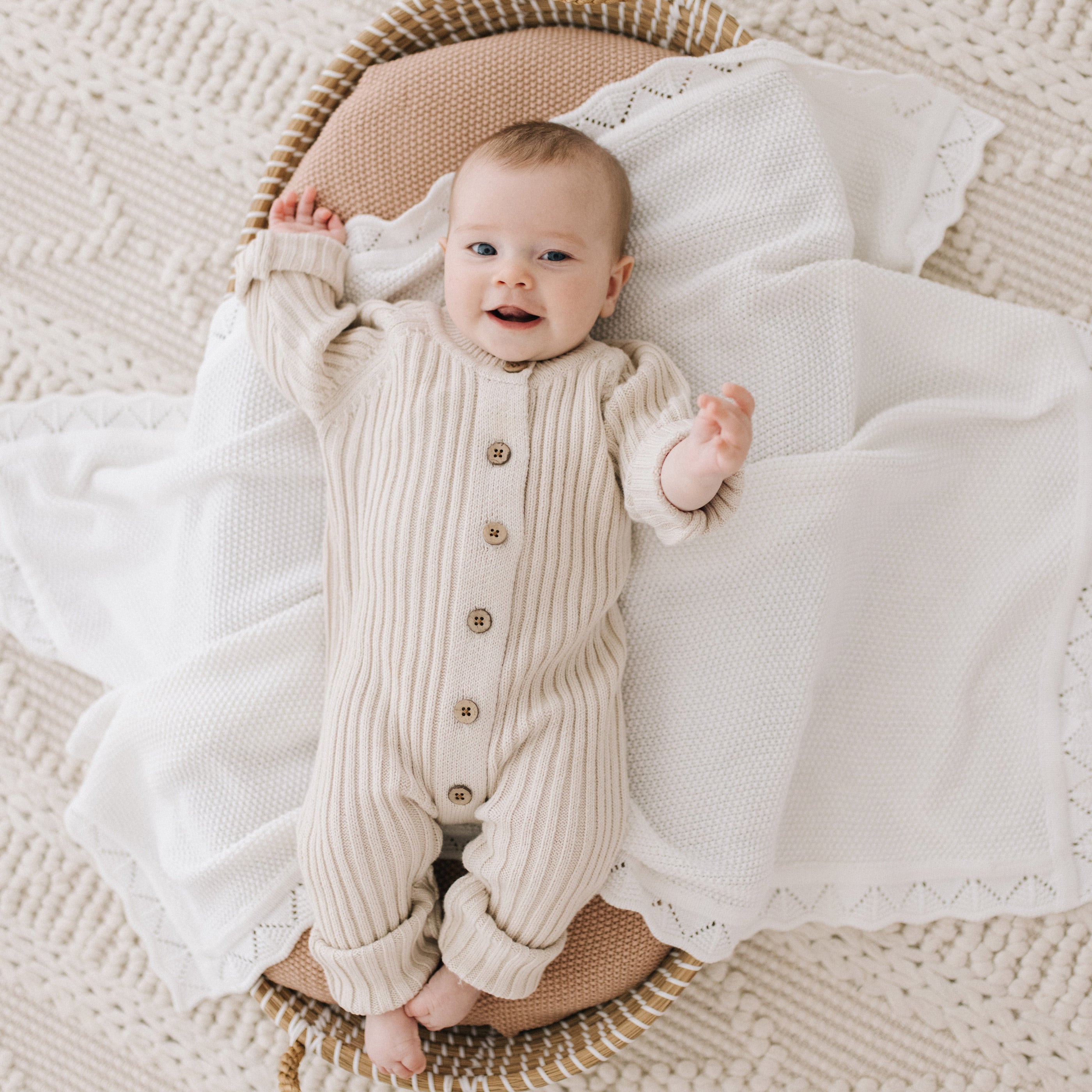 Classic Knit Baby Blanket Caramel