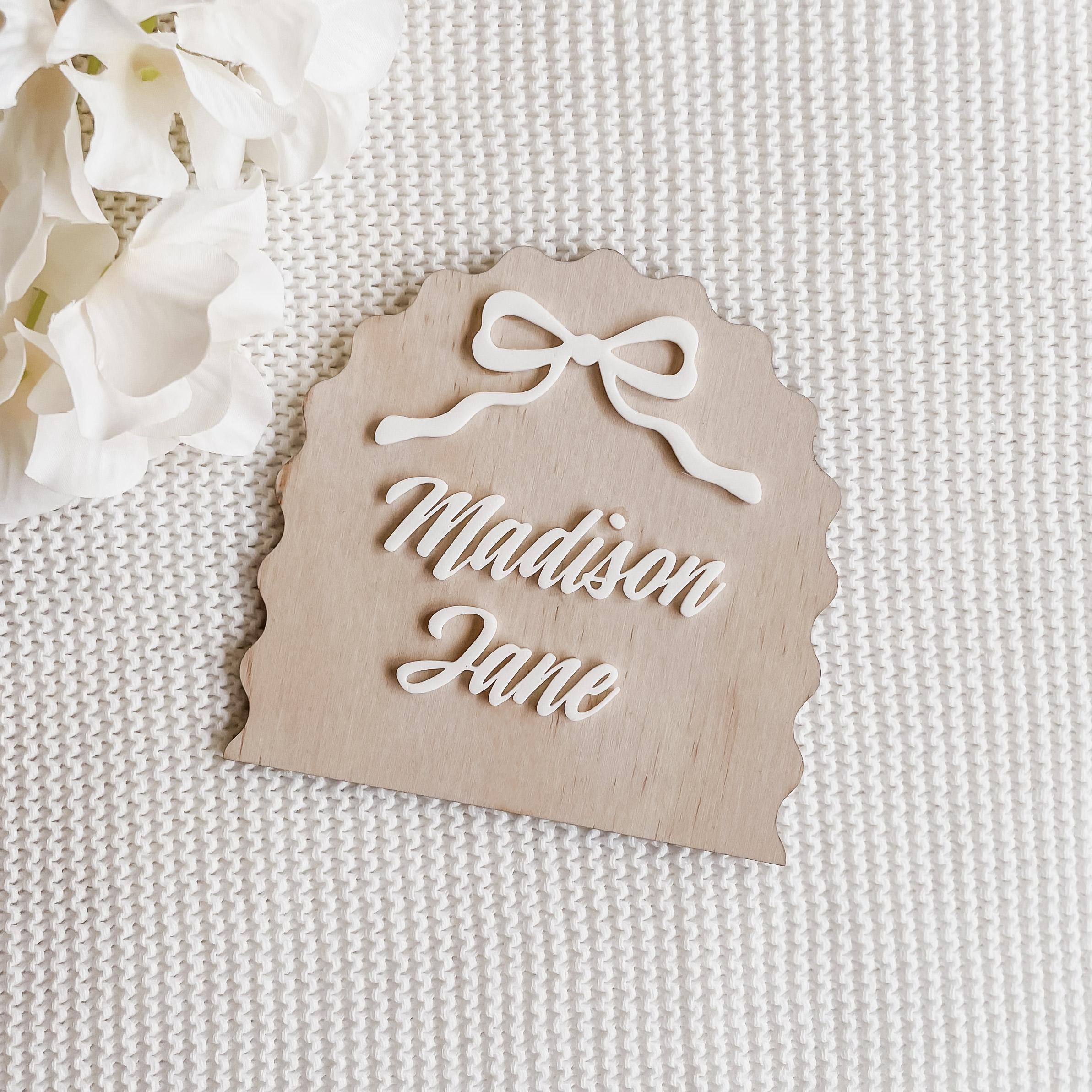 Personalized Baby Announcement Plaque: 3D Printed Name, Timber Keepsake