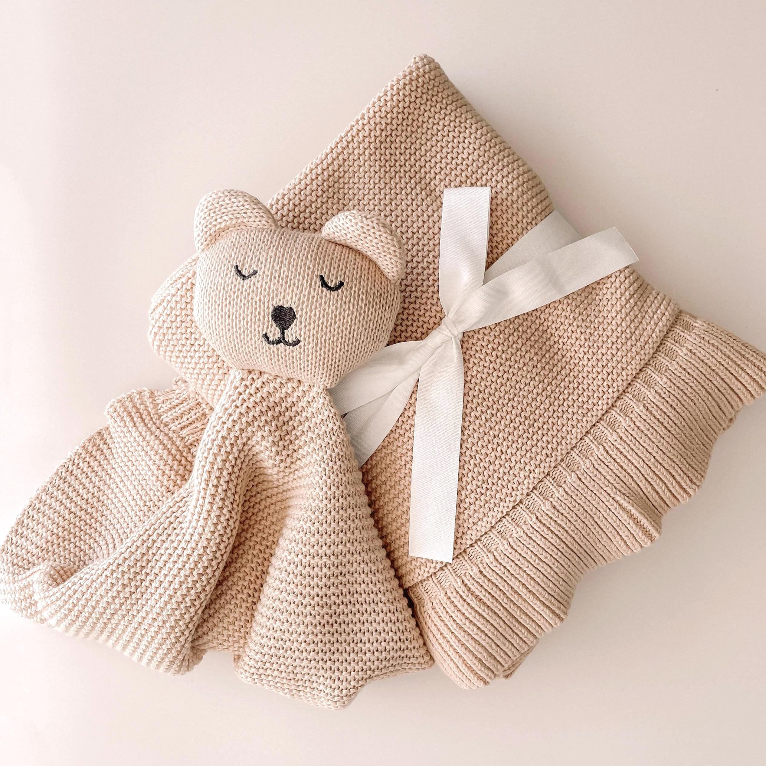 Blue Baby Gift Set Newborn Gift Baby Shower Gift Baby Boy Comforter Knitted Baby Blanket Organic Cotton Comforter