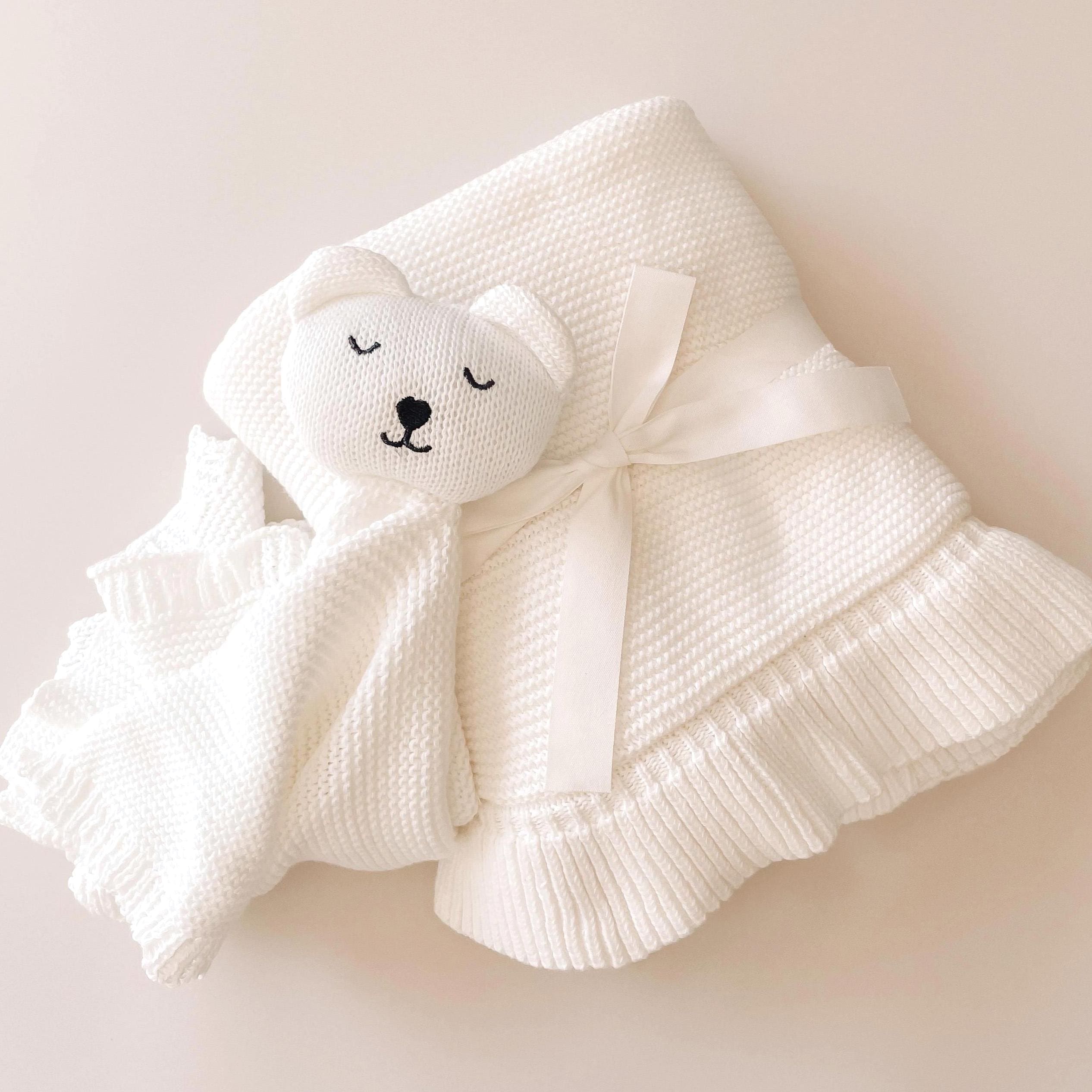 Blue Baby Gift Set Newborn Gift Baby Shower Gift Baby Boy Comforter Knitted Baby Blanket Organic Cotton Comforter
