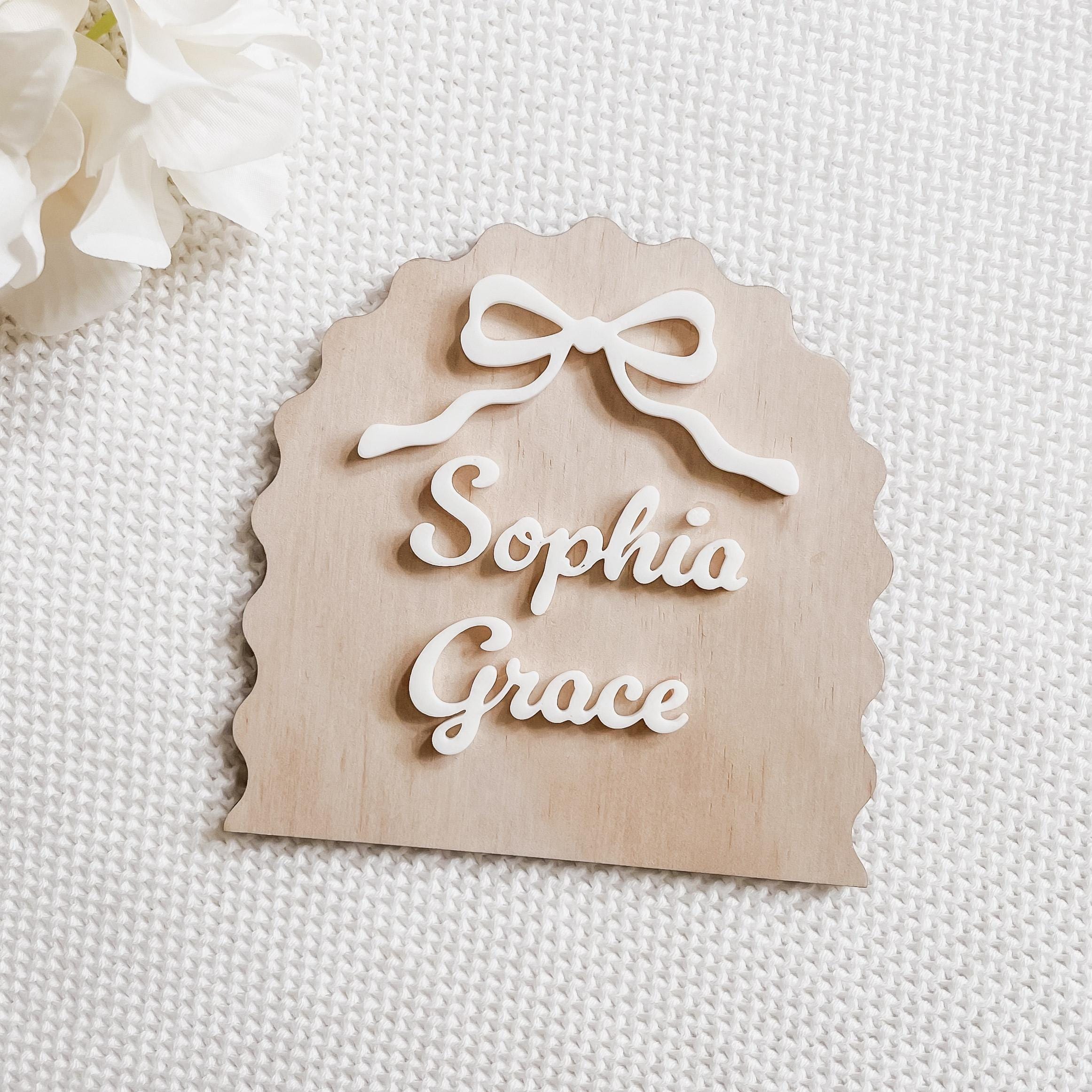 Personalized Baby Announcement Plaque: 3D Printed Name, Timber Keepsake