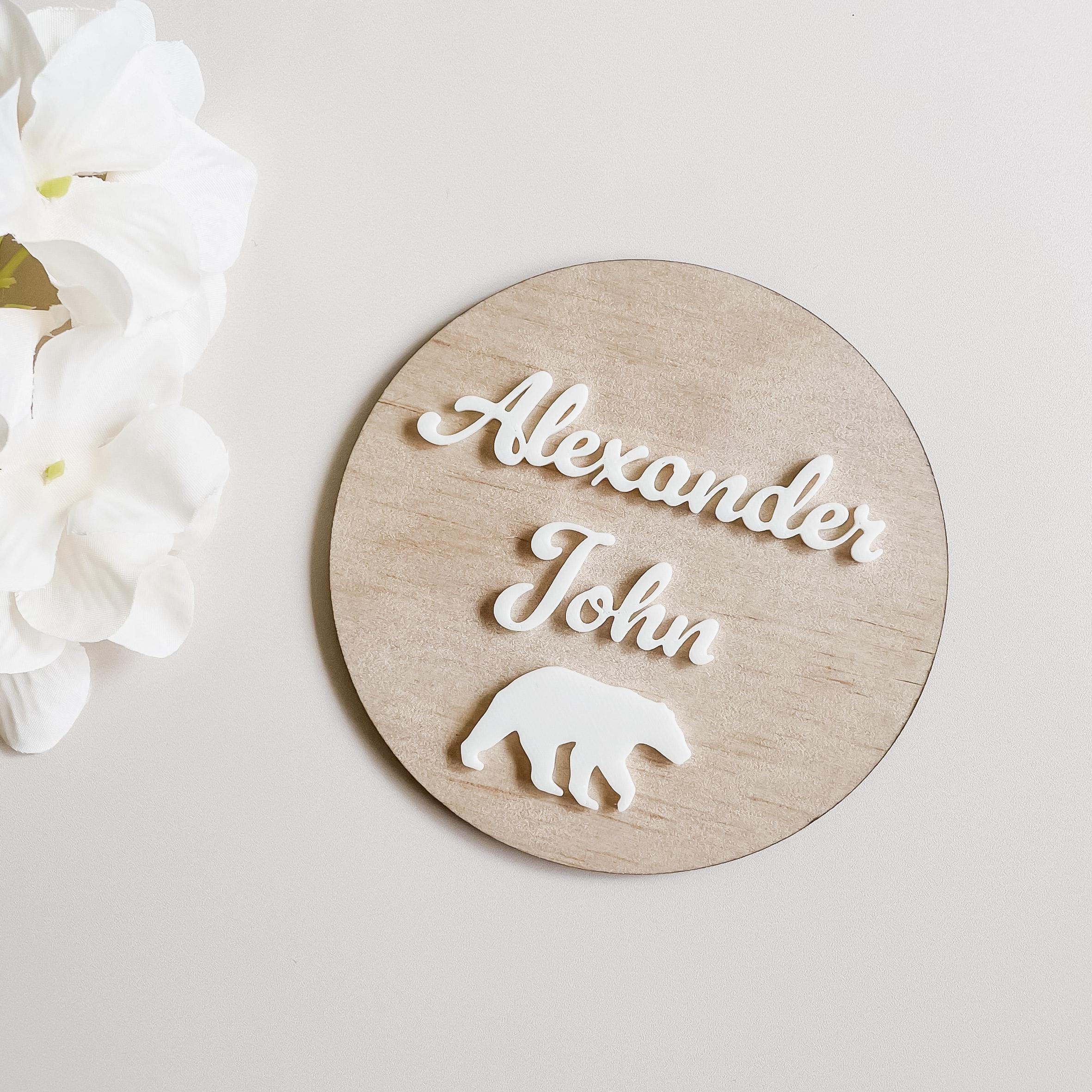 Personalized Baby Birth Announcement Sign: Wooden Name Plaque, Newborn Gift
