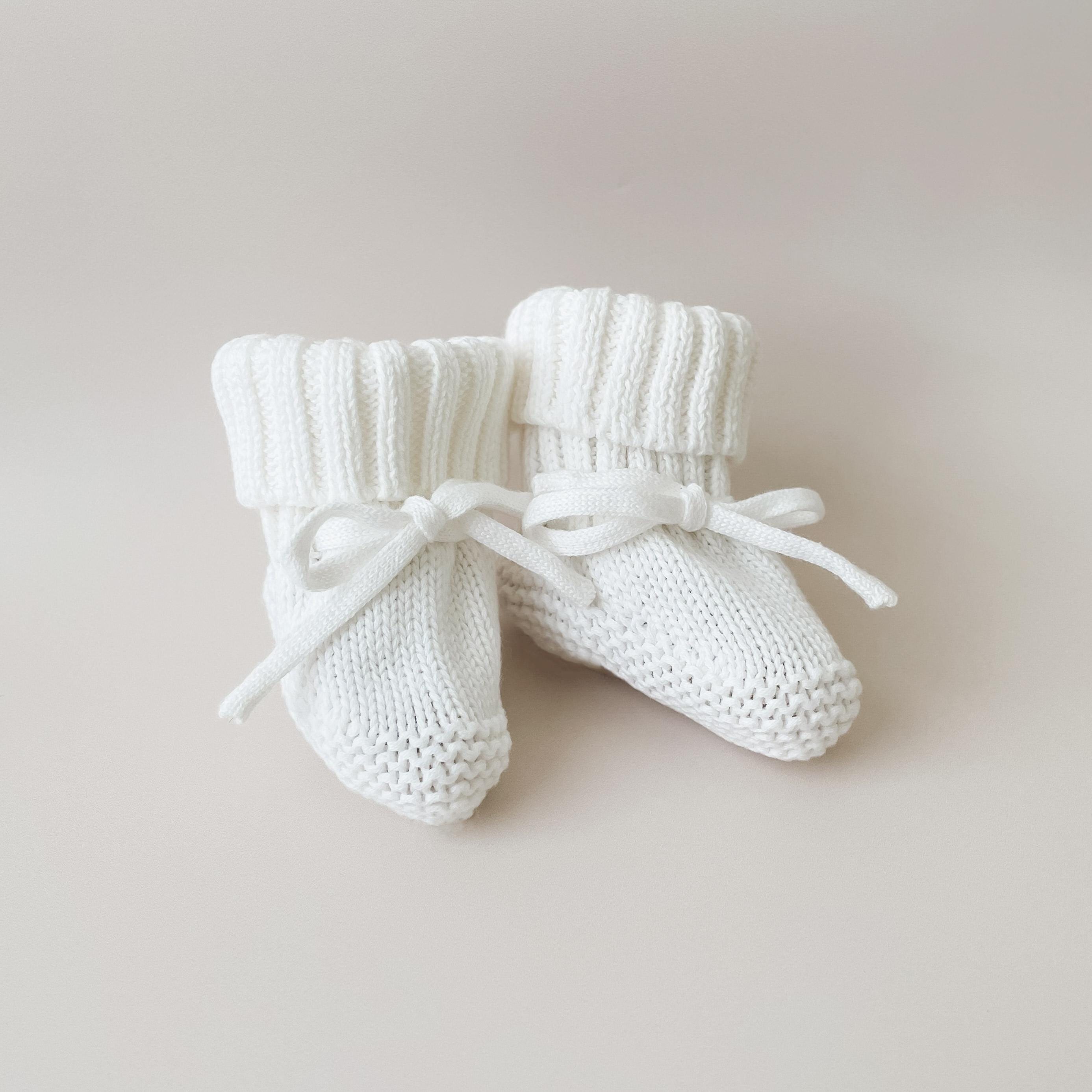 Cotton Knit Baby Gift Set: Blanket, Booties & Announcement Plaque