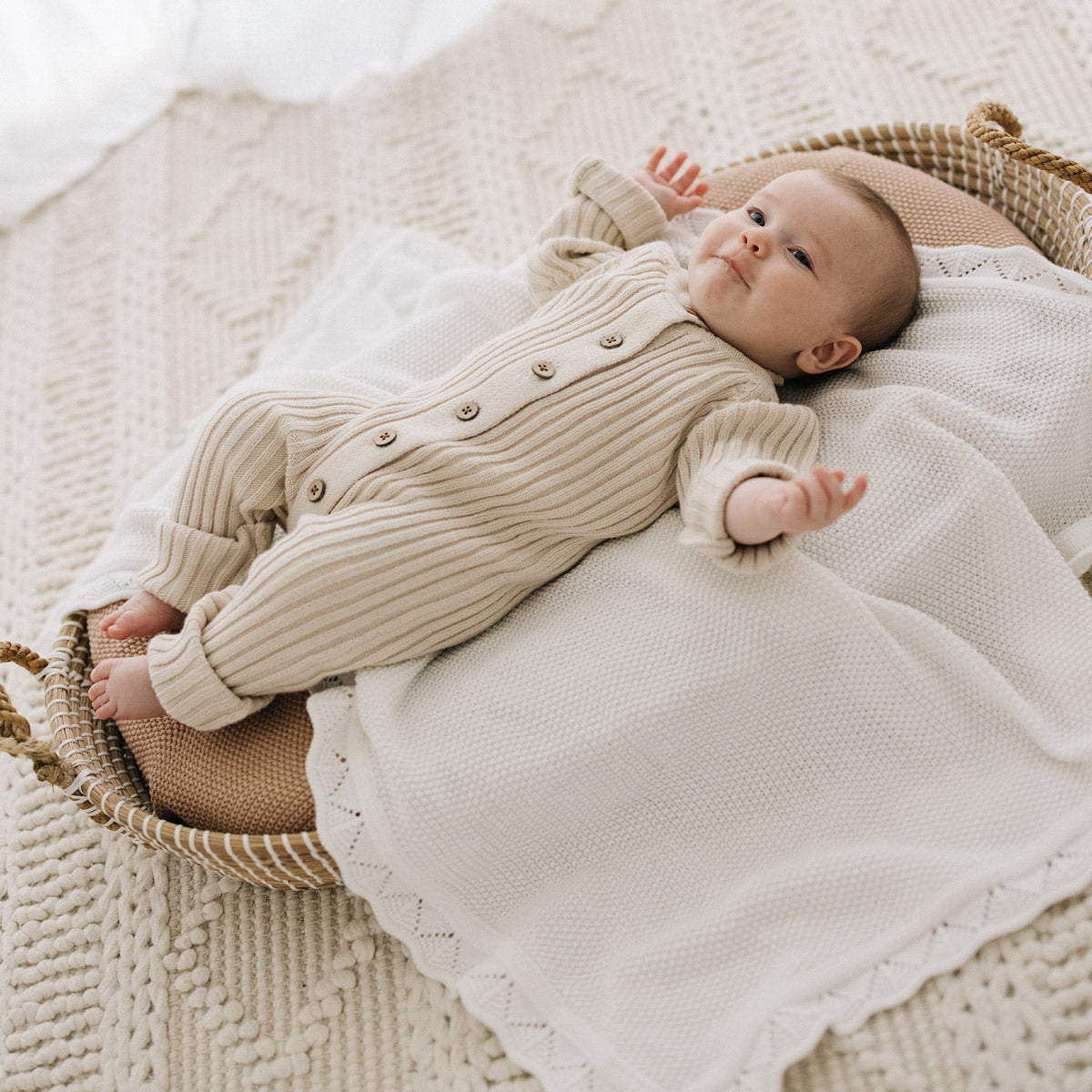 Ecostork Cotton Knit Blankets Milk