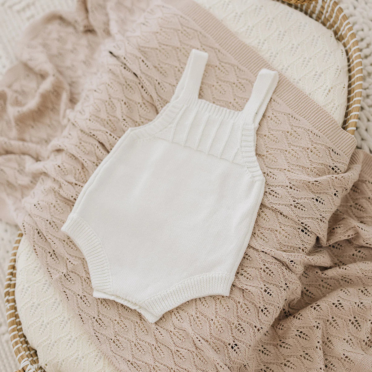 Ecostork Knitted Baby Romper White