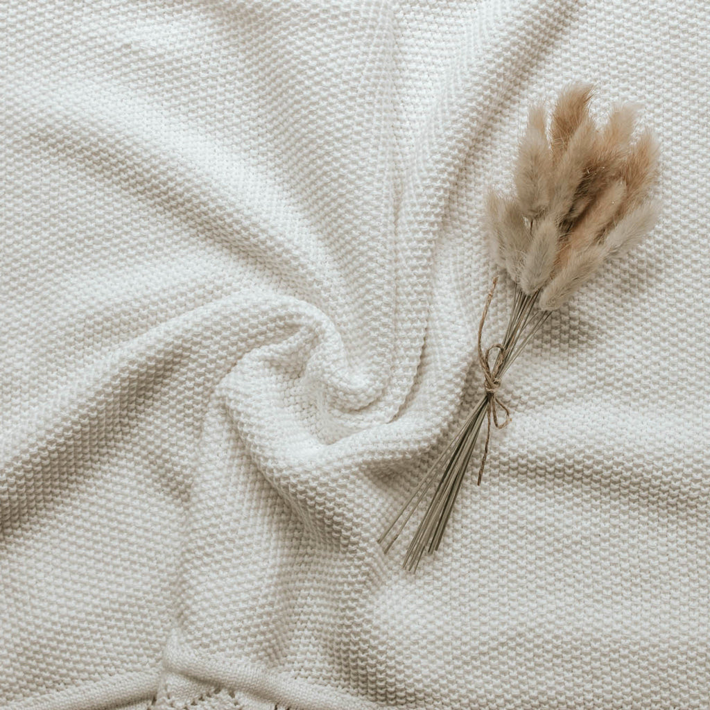 Heirloom Knit Baby Blanket Milk